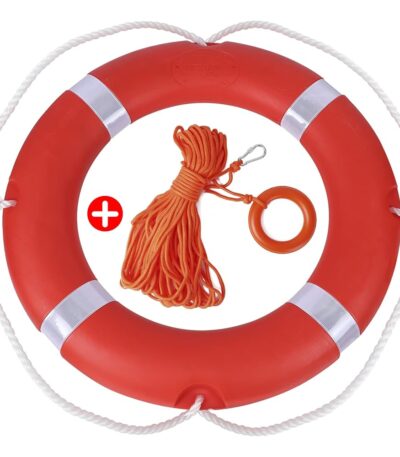 28/23 Inch Boat Safety Throw Ring Set, 98.4FT Floating Lifesaving Rope, 2.5/1.5 KG International Standard, Outdoor Professional Throwing Ring Rope Rescue Lifeguard Lifesaving
