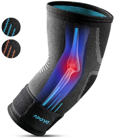 APOYO Elbow Brace for Tendonitis and Tennis Elbow, Compression Sleeve for Arthritis, Workouts, Reduce Joint Pain During Fitness Activity (Small)