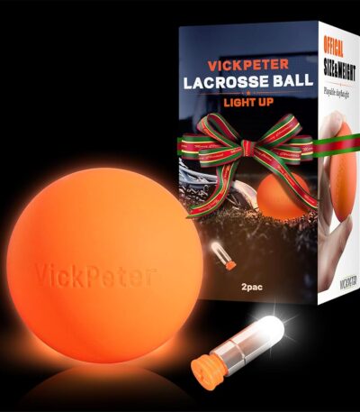 Glow in the Dark Lacrosse Ball - Night Practice & Training Equipment for All Ages | 2 Pack Official Size & Weight | Indoor/Outdoor Lacrosse Ball with Led Lights | Ideal Sports...