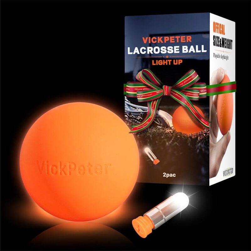 Glow in the Dark Lacrosse Ball - Night Practice & Training Equipment for All Ages | 2 Pack Official Size & Weight | Indoor/Outdoor Lacrosse Ball with Led Lights | Ideal Sports...