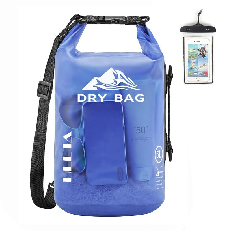 HEETA Dry Bag Waterproof for Women Men, 5L/10L/20L/30L/40L Roll Top Lightweight Dry Storage Bag Backpack with Phone Case for Travel, Swimming, Boating, Kayaking, Camping &...