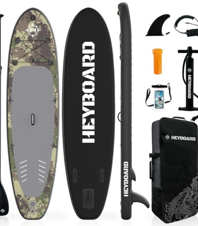 HEYBOARD Inflatable Stand Up Paddle Board 10'6"×32"×6" Standup Paddleboard with Premium SUP Accessories & Backpack, Non-Slip Deck, Waterproof Bag, Leash, Paddle, Hand Pump