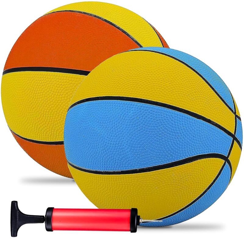 Kids/Size 3 Mini Basketball - 7 Inch, 2 Pack, Assorted Colors, Indoor/Outdoor/Pool Parties, Basketball Game Party Favors
