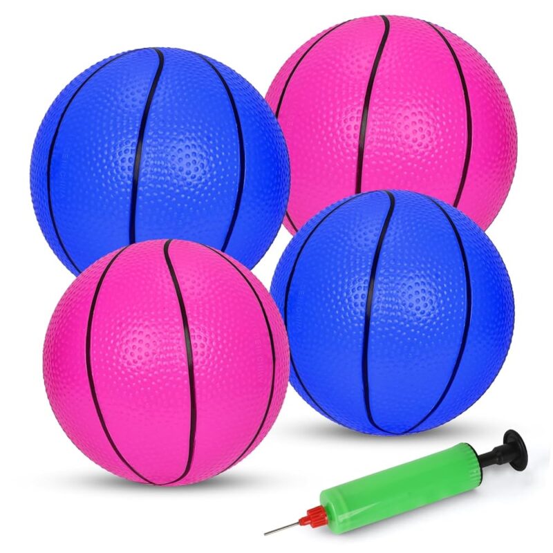 Mini Basketballs with Pump for Mini Hoops(6 inch 7 inch Packs 3-4), Replacement Toy Basketball for Kids Toddler Boy and Girls Indoor Outdoor Game Play