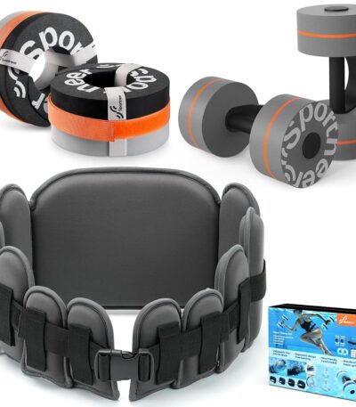 Sportneer 6-Piece Pool Exercise Set - Water Fitness Equipment with Swim Belt, Ankle Weights for Aqua Therapy
