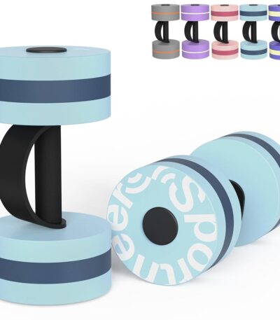 Sportneer Water Weights Aquatic Exercise Dumbbells Water Dumbbell Aerobics Workouts Set of 2 EVA Foam Pool Weights Dumbbells Set Aqua Fitness Barbells Equipment for Water...