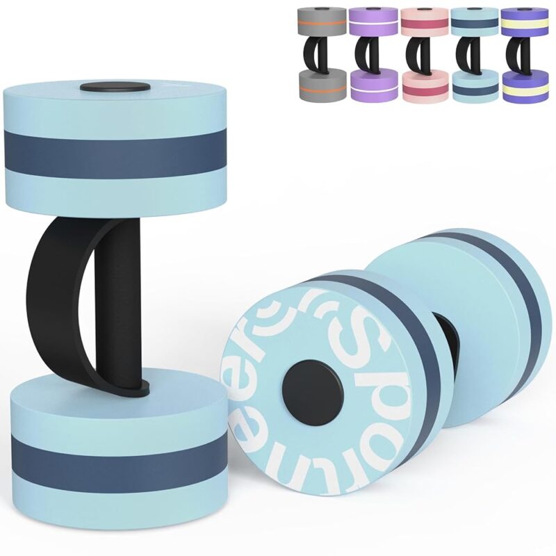 Sportneer Water Weights Aquatic Exercise Dumbbells Water Dumbbell Aerobics Workouts Set of 2 EVA Foam Pool Weights Dumbbells Set Aqua Fitness Barbells Equipment for Water...