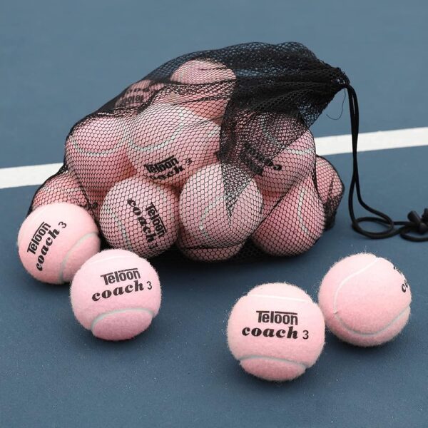 Teloon Pressure Training Tennis Balls-12 or 18 Count-Mesh Carry Bag,4 Colors Available,Pressureless Training Exercise Tennis Balls for Beginners.