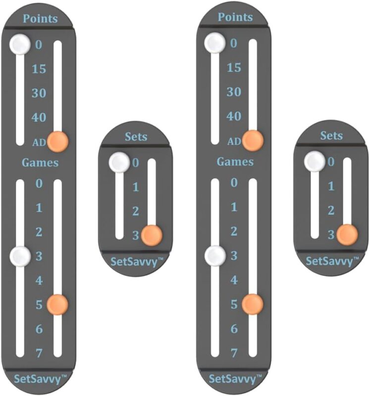 Tennis Score Keeper for Racket and Paddle, Tennis Score Counter, Easy-to-Mount Point Tracker for Recording Points, Games, and Sets, Featherweight Score Keeping Device, 2g