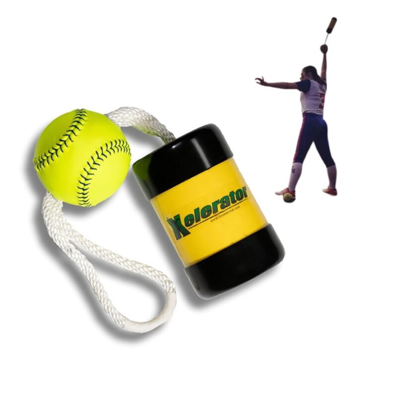The Mini Xelerator 10u Fastpitch Softball Pitching Trainer - 11" Premium Leather Ball, Improves Grip & Velocity, Quick Warm-Ups, No Catcher Needed - Made in USA