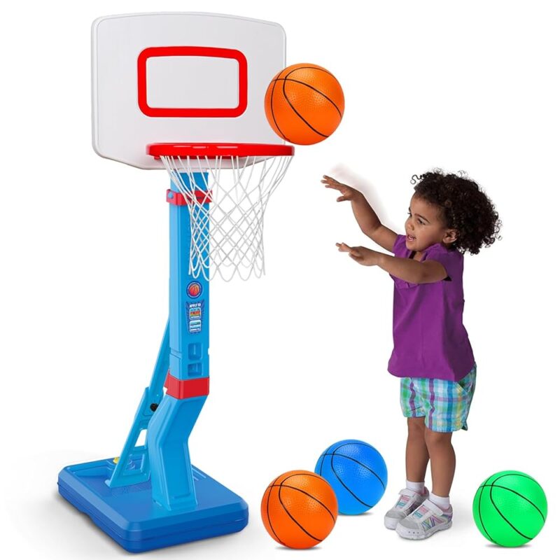 Toddler Basketball Hoop Indoor Mini Adjustable Basketball Goal with Ball Pump for Boys Girls Outdoor Toys for Backyard Game Outside Basketball Toy for Kids Age 2-4 3-5 6 7 4-8...