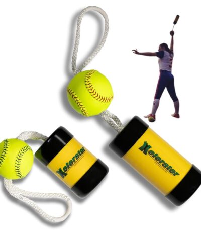 Ultimate Xelerator & Mini Xelerator Bundle - Fastpitch Softball Pitching Trainers with 11" and 12" Premium Leather Balls - Improve Speed, Accuracy, Strength - Train All Year,...