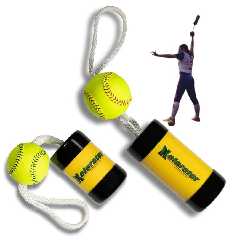 Ultimate Xelerator & Mini Xelerator Bundle - Fastpitch Softball Pitching Trainers with 11" and 12" Premium Leather Balls - Improve Speed, Accuracy, Strength - Train All Year,...